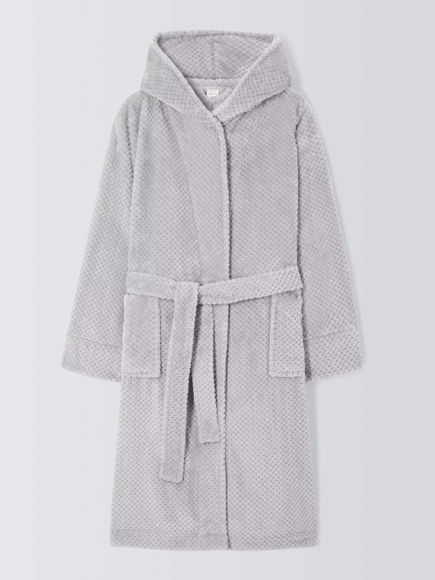 John Lewis Chevron Hooded Dressing Gown, Silver