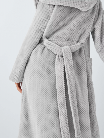 John Lewis Chevron Hooded Dressing Gown, Silver