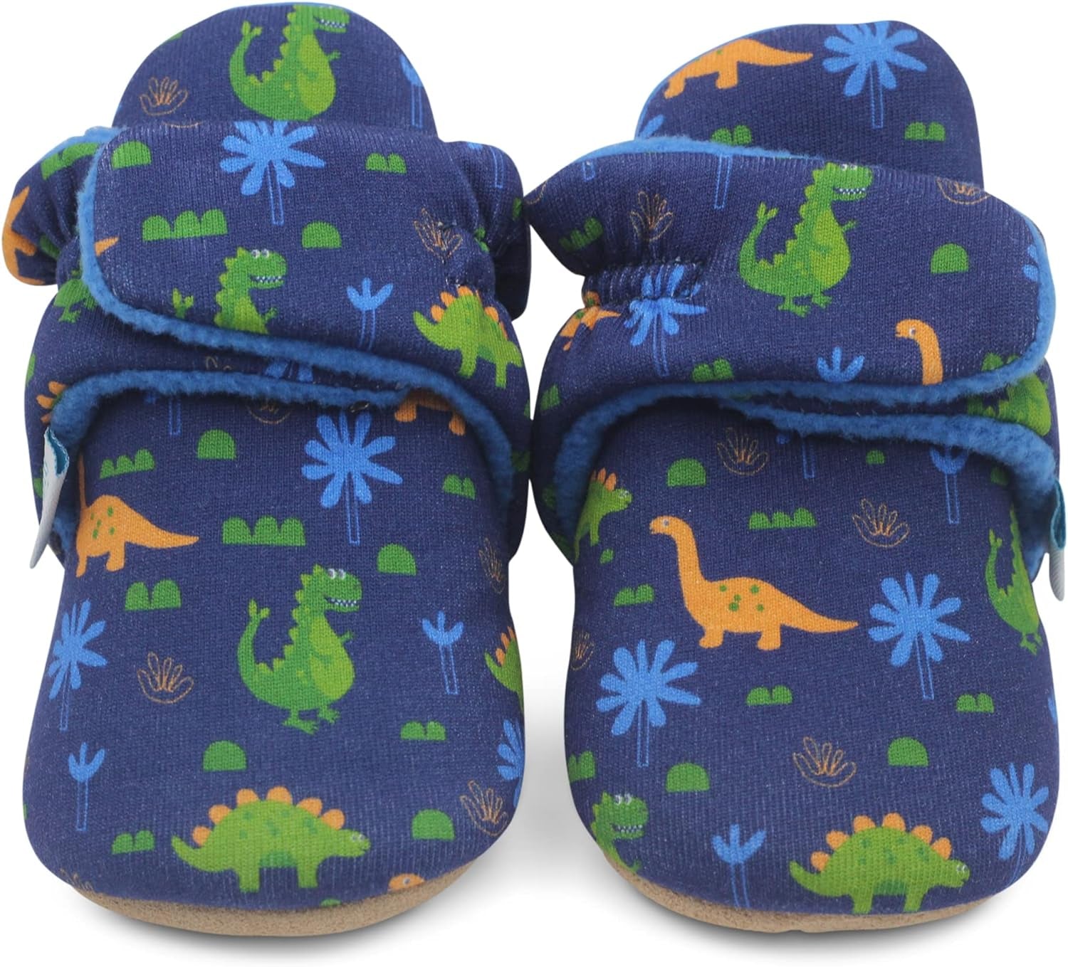 Cotton Baby Booties with Suede Sole. Warm Fleece Lining. Non-Slip Pram Shoes. Stay on Slippers. from 0-18 Months. Boys Girls Unisex. Winter First Shoes.