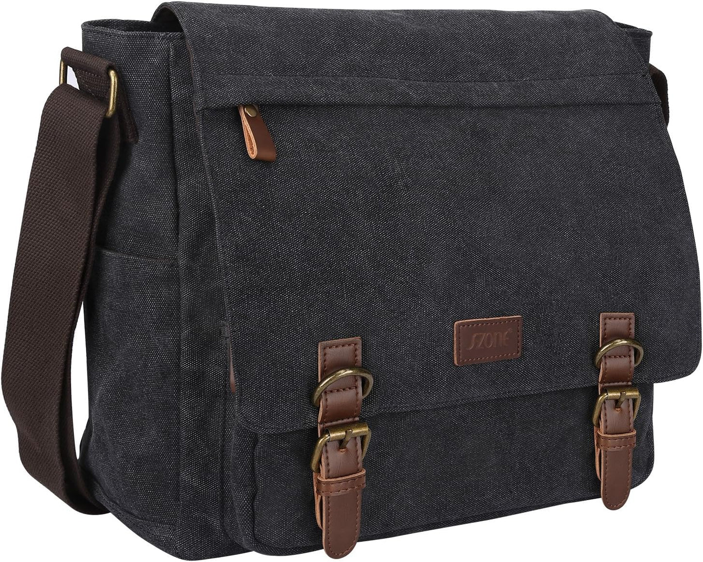 Men'S Messenger Bag Crossbody Shoulder 15.6 Inch Laptop Vintage Canvas Briefcase Satchel for Work School Traveling Daily Use Multiple Pocket