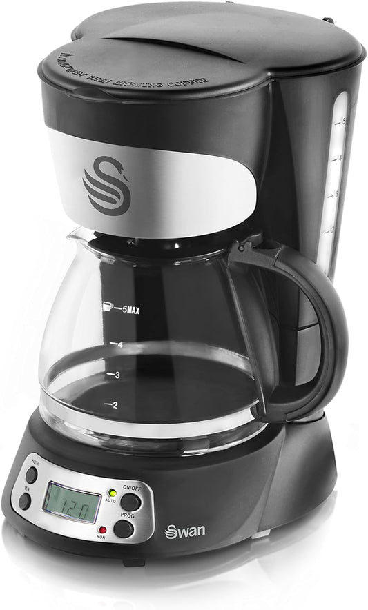 SK13130N Programmable Coffee Maker with Keep Warm Function, LCD Timer, 750Ml, 700W, Black