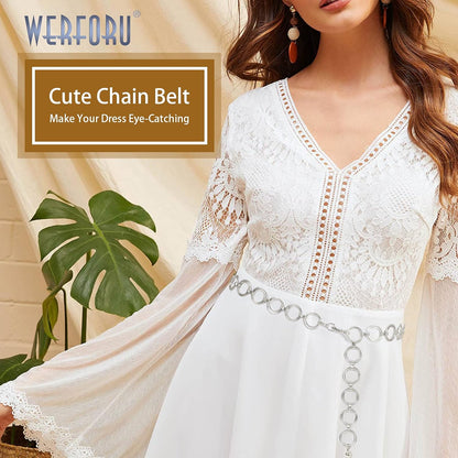 Women Chain Belt Multi Layer Waist Chain Metal Belt, Adjustable Chain Belt for Pants Dresses, Metal Link Body Belly Waist Chain