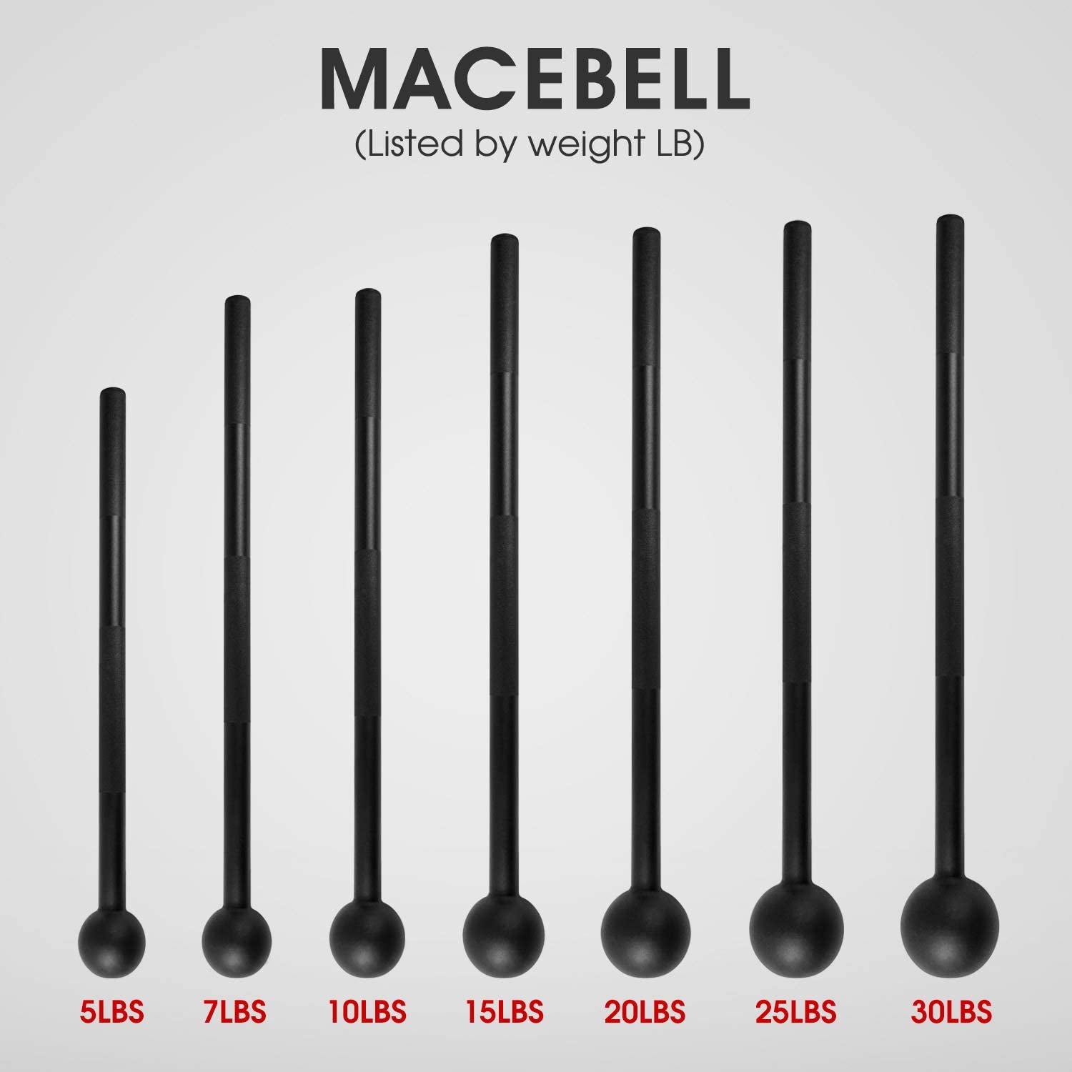 Alloy Steel Mace Macebell, Weighted Bar for Strength Training, Shoulder, Grips & Forearms Workouts - Gym Hammer with Multiple Size