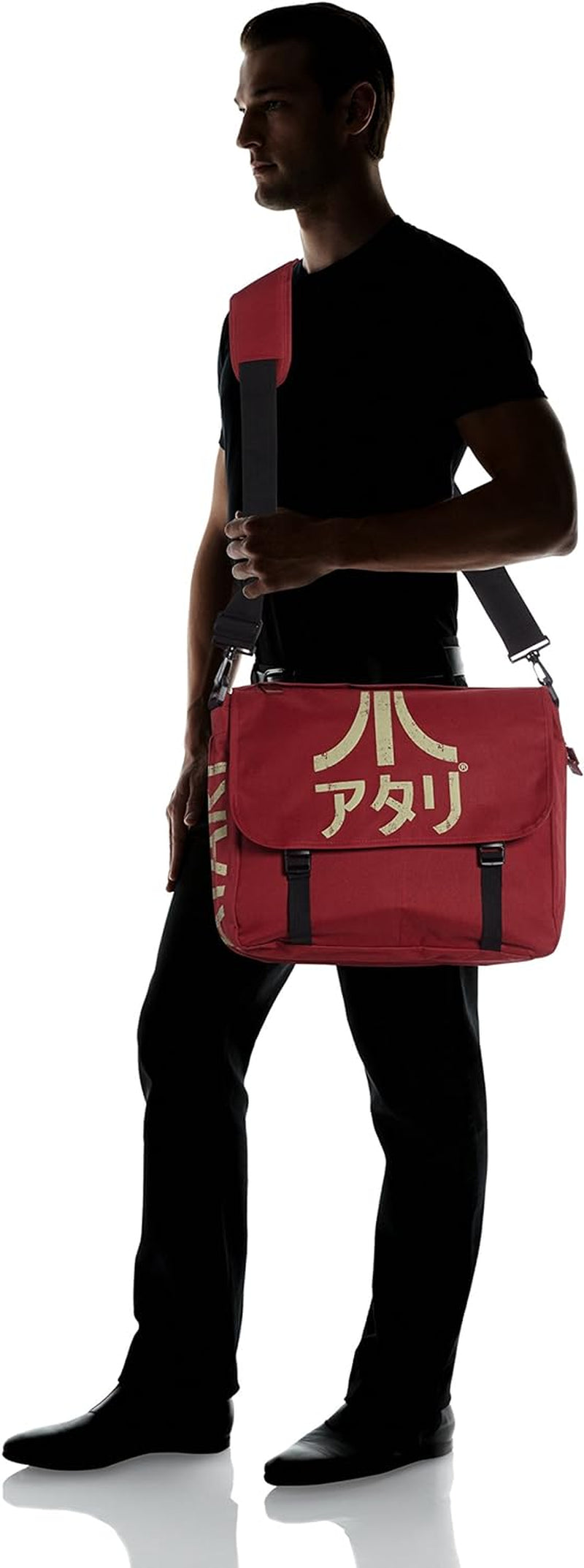 Meroncourt BIO-MB221005ATA Messenger Bag with Japanese Logo, Red (Crimson Red)