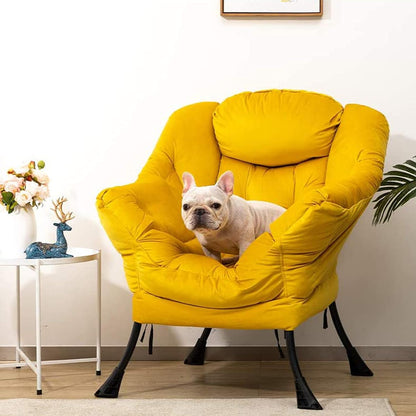 Armchair Accent Chair Lazy Chair Lounge Chair with Armrests Modern Velvet Fabric Leisure Sofa Chair with Steel Frame, Yellow