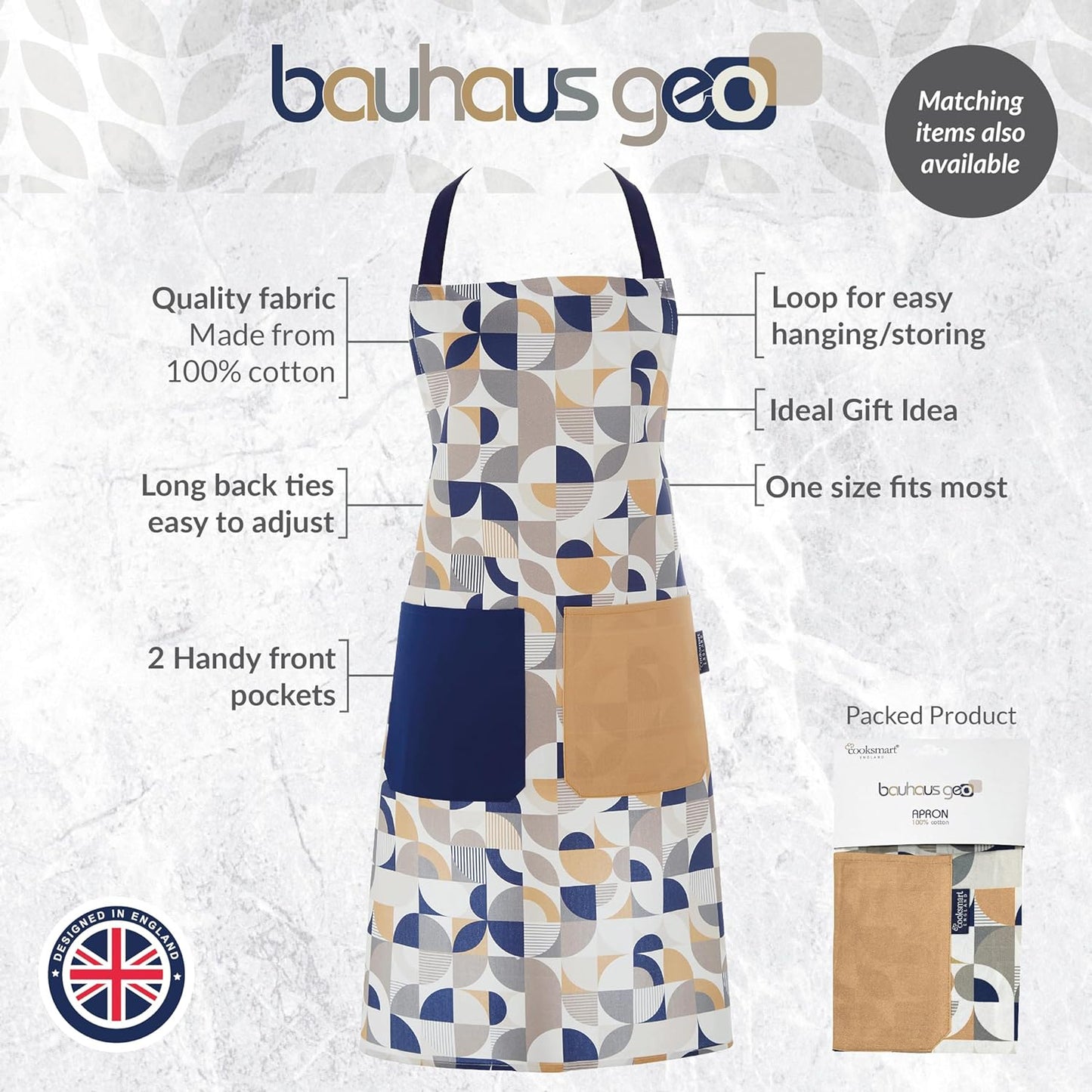 British Designed Kitchen Aprons for Women | 100% Cotton Kitchen Apron with Pockets | Modern Designed Cooking Aprons for Women Types of Kitchens