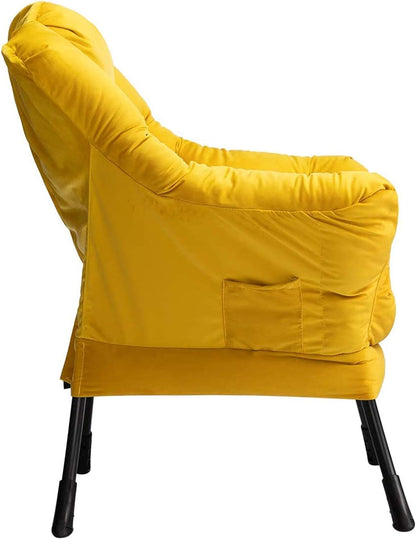 Armchair Accent Chair Lazy Chair Lounge Chair with Armrests Modern Velvet Fabric Leisure Sofa Chair with Steel Frame, Yellow