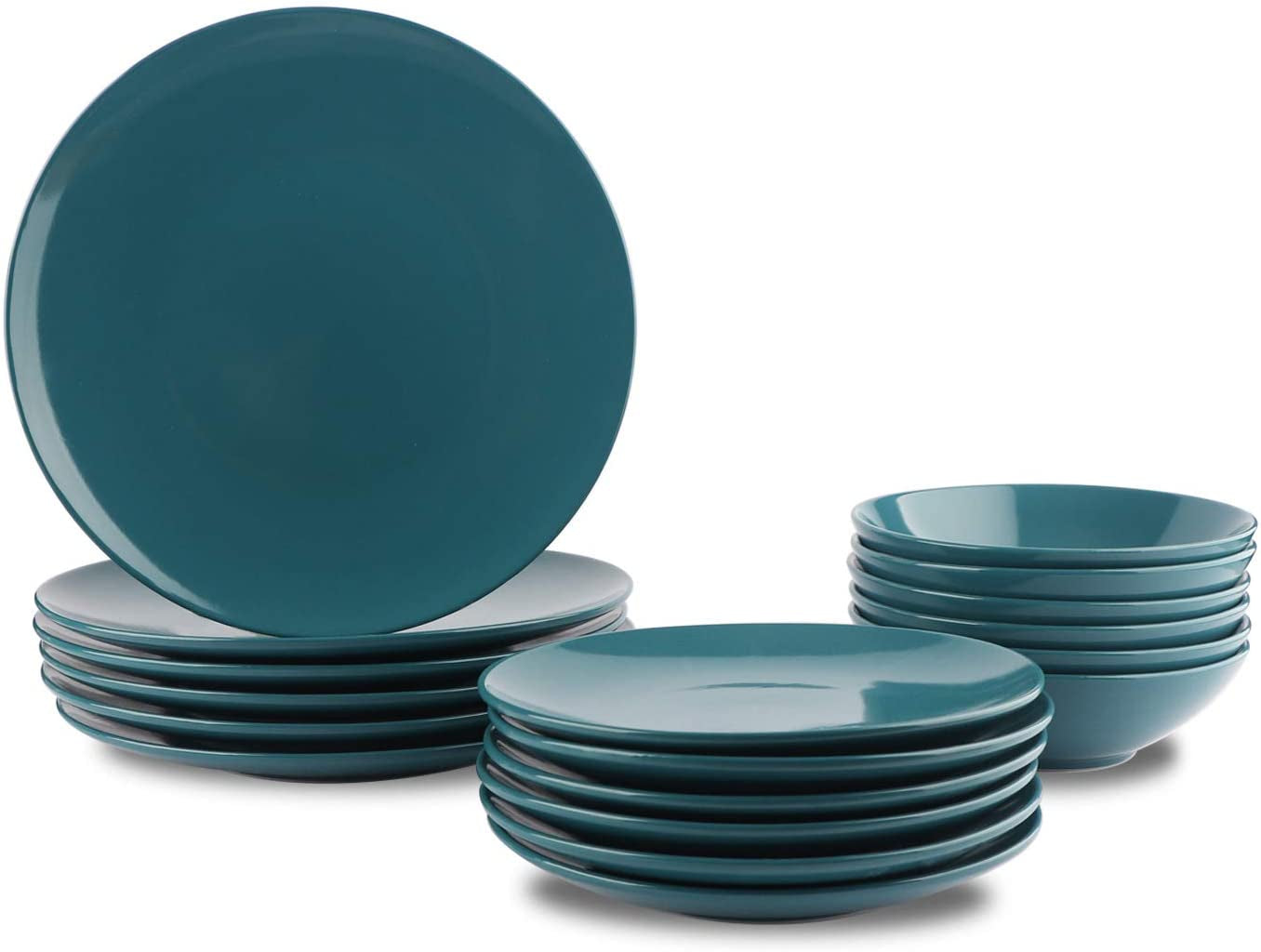 18-Piece Stoneware Dinnerware Set - Deep Teal, Service for 6