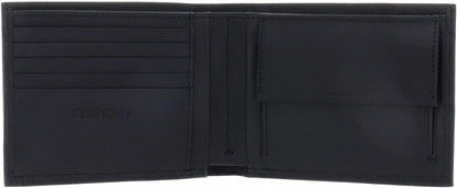 - Men'S Leather Wallet - Billfold Wallet for Men - Black Leather - Card Holder - Coin Pocket - 100% Genuine Leather - Plaque Detail