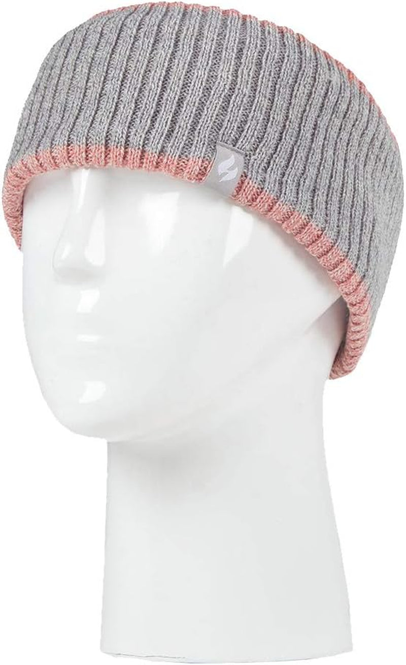 - Ladies Thick Cable Knitted Fleece Lined Thermal Winter Empty Skull Ear Warmer Headband (One Size, Ribbed Cloud Grey)