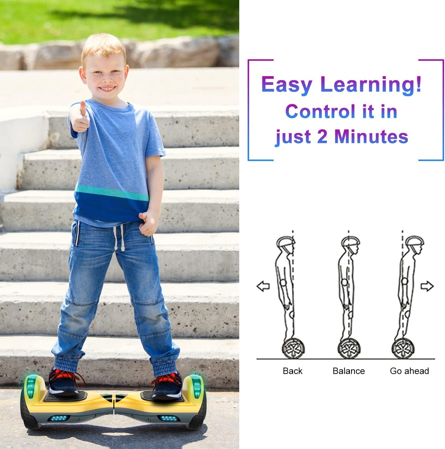 Hoverboard Self Balancing Scooter 6.5" Two-Wheel Self Balancing Hoverboard with Bluetooth Speaker and LED Lights Electric Scooter for Adult Kids Gift