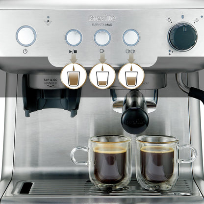 Barista Max Espresso Machine | Latte & Cappuccino Coffee Maker with Integrated Bean Grinder & Steam Wand | 2.8 L Water Tank | 15 Bar Italian Pump | Stainless Steel