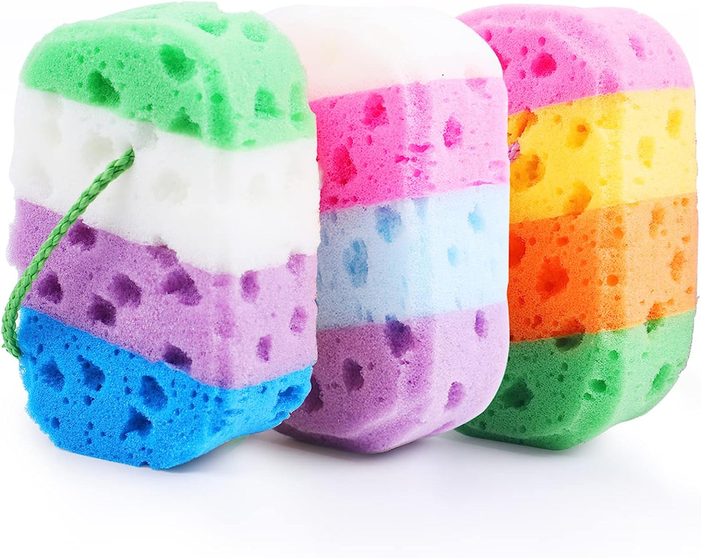 3 Pcs Exfoliating Bath Sponges for Shower, Sponge Loofah Soft Bathing for Body Wash Bathroom Vivid Colors Bathing Accessories…