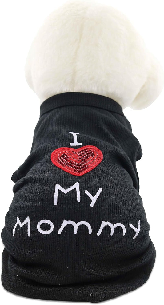 Small Dog Clothes Small Puppy Dogs Shirt I Love My Mom Mommy Dad Daddy Dog T Shirts for Small Dogs