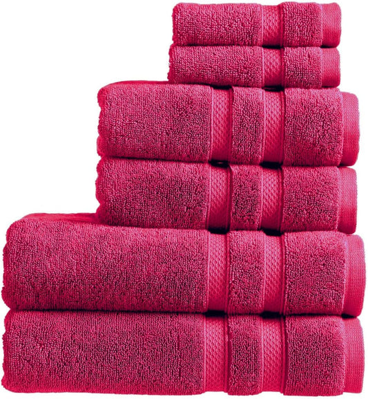 Chroma Pink Towel Set | Set of 6 | 2 Bath 2 Hand 2 Face | Highly Absorbent Heavyweight 675GSM | Bold and Bright | Soft Smooth Bathroom Shower Towels | 100% Cotton | Sustainably Made | Orchid