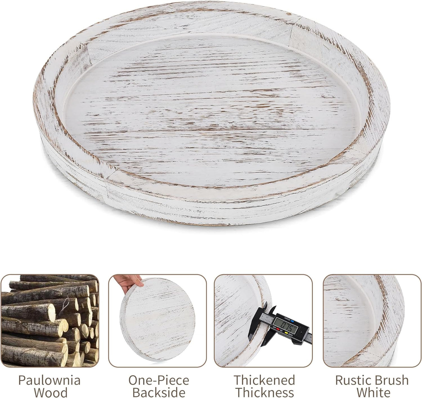 Wooden Candle Holder Tray: round Decorative Candle Plate Farmhouse Table Centerpiece Rustic Wood Tealight Pillar Trays for Christmas Wedding Halloween Home Decor