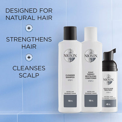 3-Part System | System 2 | Natural Hair with Progressed Thinning Hair Treatment | Scalp Therapy | Hair Thickening Treatment