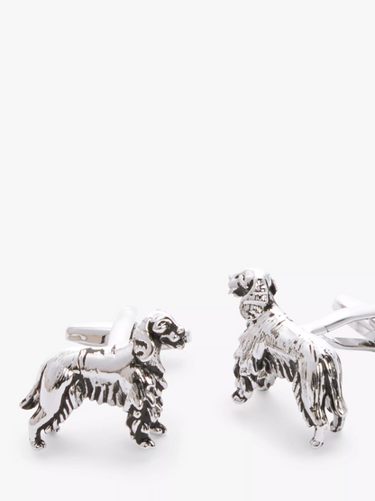 John Lewis Spaniel Dog Cufflinks, Silver