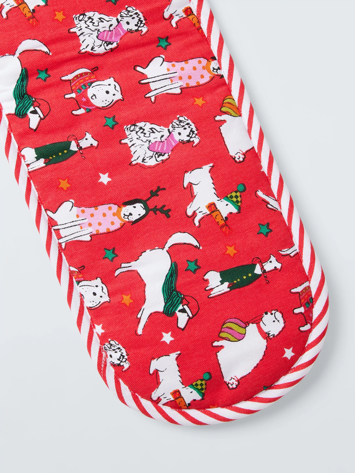 John Lewis Christmas Dogs Double Oven Glove, Red/Multi