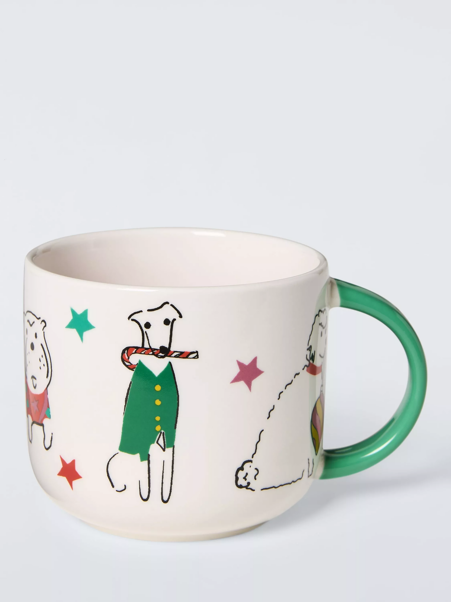 John Lewis Festive Dogs Stoneware Mug, 335ml