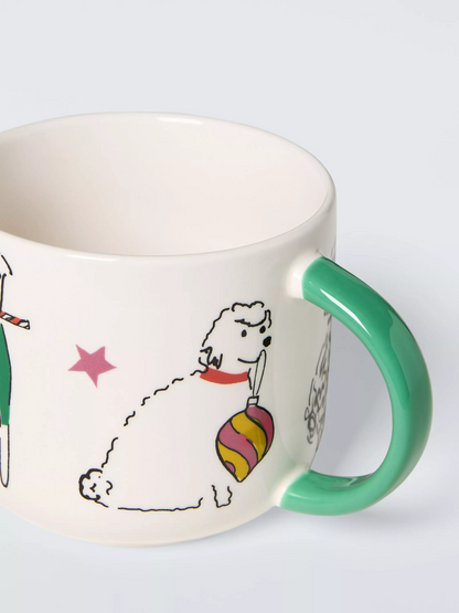 John Lewis Festive Dogs Stoneware Mug, 335ml