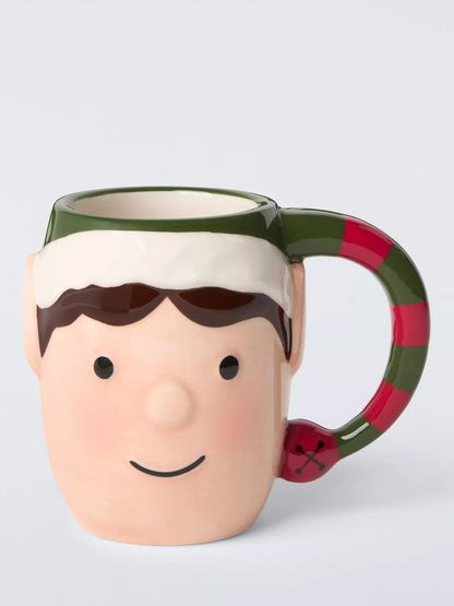 John Lewis Elf 3D Stoneware Mug, 185ml, Green