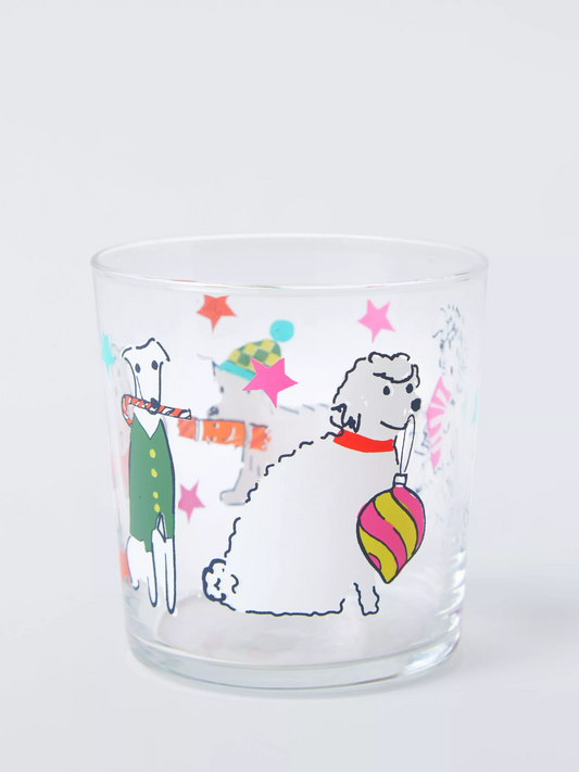 John Lewis Christmas Dogs in Jumpers Glass Tumbler, 380ml, Multi