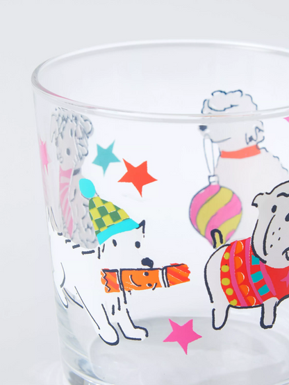 John Lewis Christmas Dogs in Jumpers Glass Tumbler, 380ml, Multi