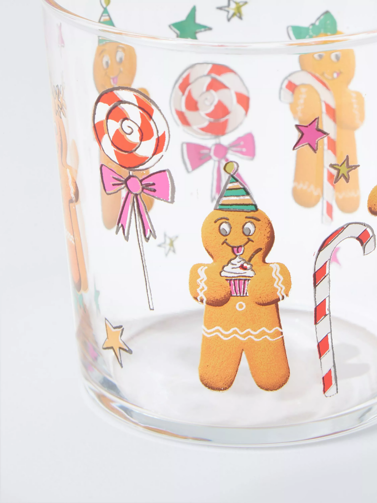 John Lewis Gingerbread Glass Tumbler, 380ml, Multi