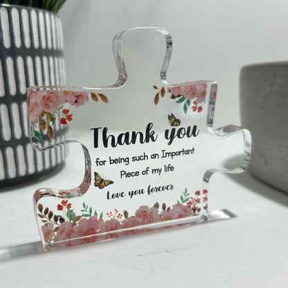 - Glass like Engraved Acrylic Block Novelty Puzzle - Shaped Plaque Block Puzzle Ornament Gift - Thankyou Present for Birthday, Anniversary, Etc (THANK YOU)