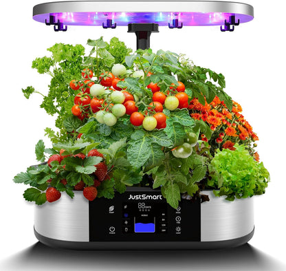 12 Pods Hydroponics Growing System Smart Indoor Garden Planter with 5L Water Tank, Herb Garden with 30W LED Grow Lights, 30 Inches Height Adjustable, Automatic Timer