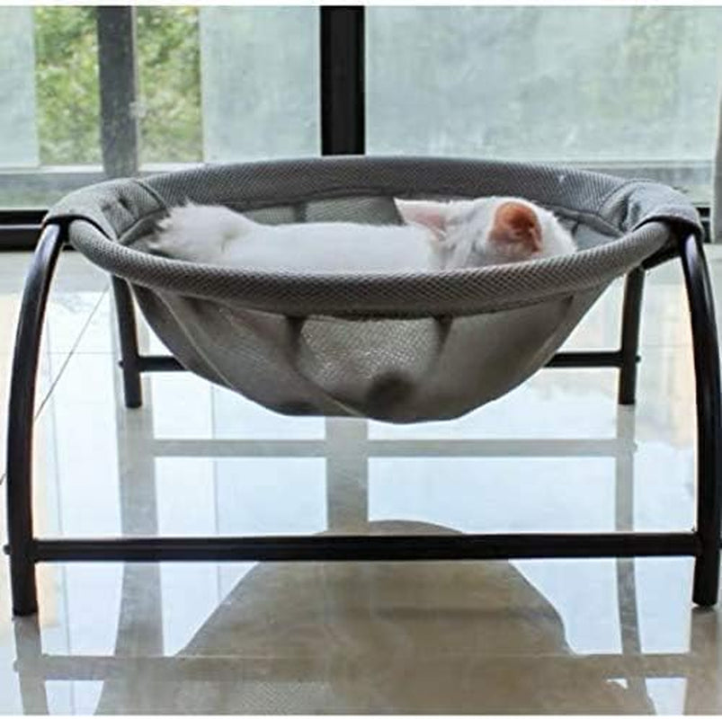 Cat Hammock Bed, 43×43×24Cm Breathable & Whole Wash Free-Standing Cat Sleeping Bed - Easy Assembly Pet Bed for Cat/Small Dog Useable in Indoors Outdoors, Grey