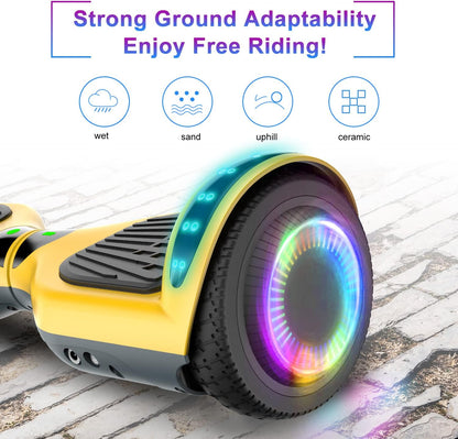 Hoverboard Self Balancing Scooter 6.5" Two-Wheel Self Balancing Hoverboard with Bluetooth Speaker and LED Lights Electric Scooter for Adult Kids Gift