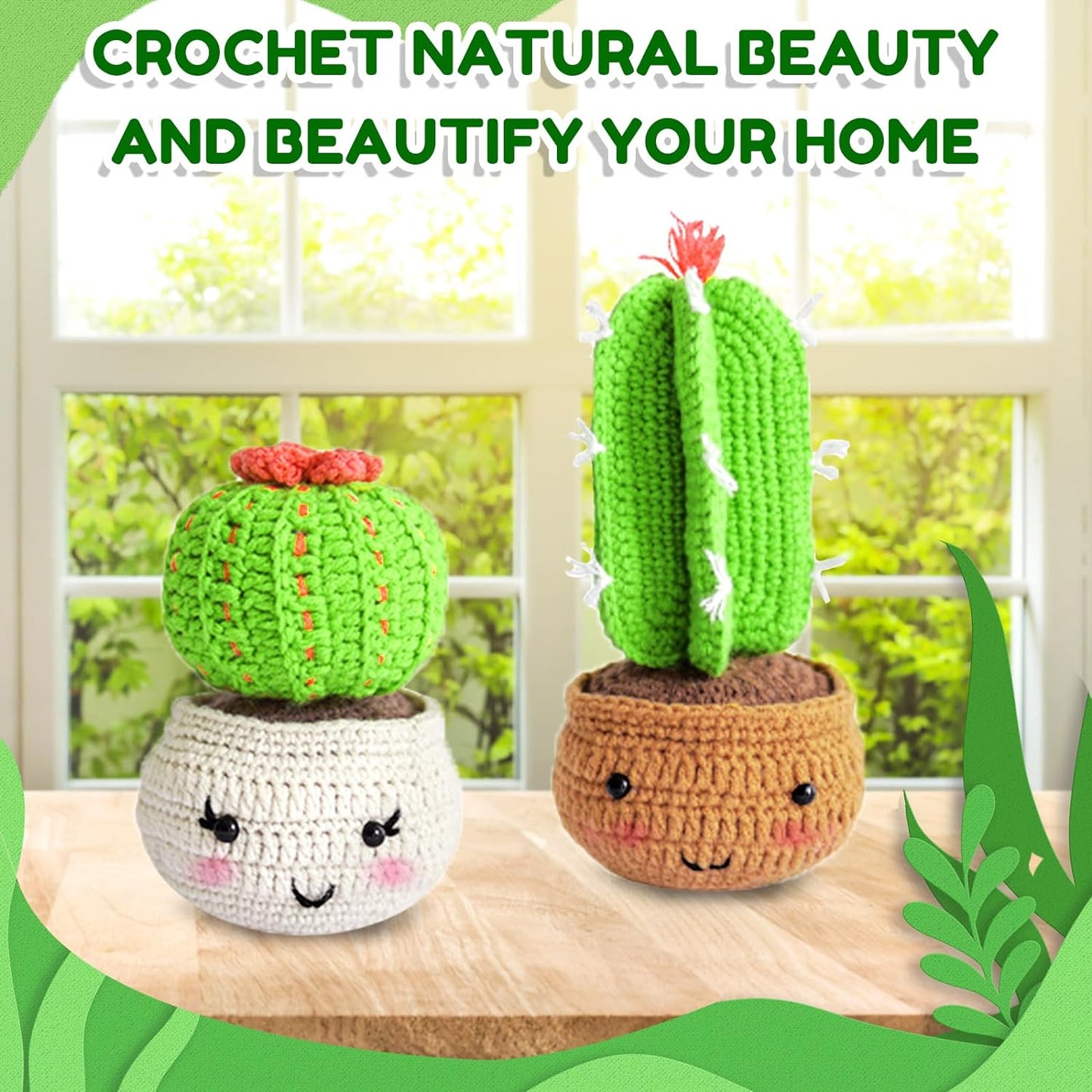 4PCS Crochet Kit for Beginners Adults, Beginners Crochet Kit, Crochet Plant Kit, Crochet Kits for Kids and Adults with Step-By-Step Video Tutorials, Learn to Crochet Starter Kit for Beginners