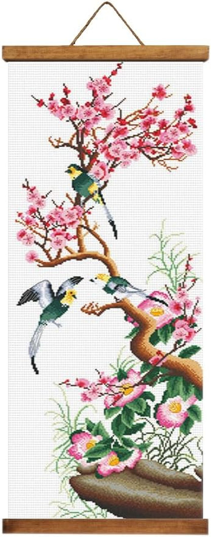 Cross Stitch Kits for Adults Embroidery Kit Flowers Large Pre-Printed Stamped Cross Stitch Kit 40X90Cm 11CT (Plum Blossom)