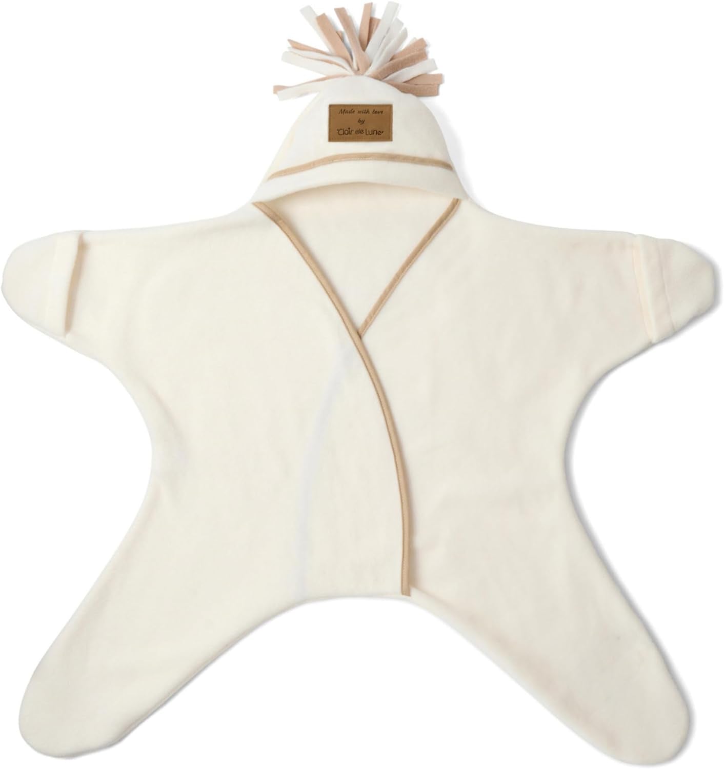 | Star Fleece Baby Wrap Blanket | Swaddle | Great for Travel Strollers, Prams and Car Seats | 0-6 Months – (Cream)