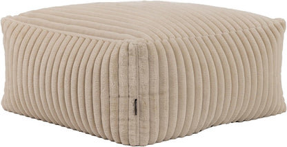 Tetra Bean Bag Footstool, Natural, Pouffe, Large Footstool with Filling Included, Living Room Furniture