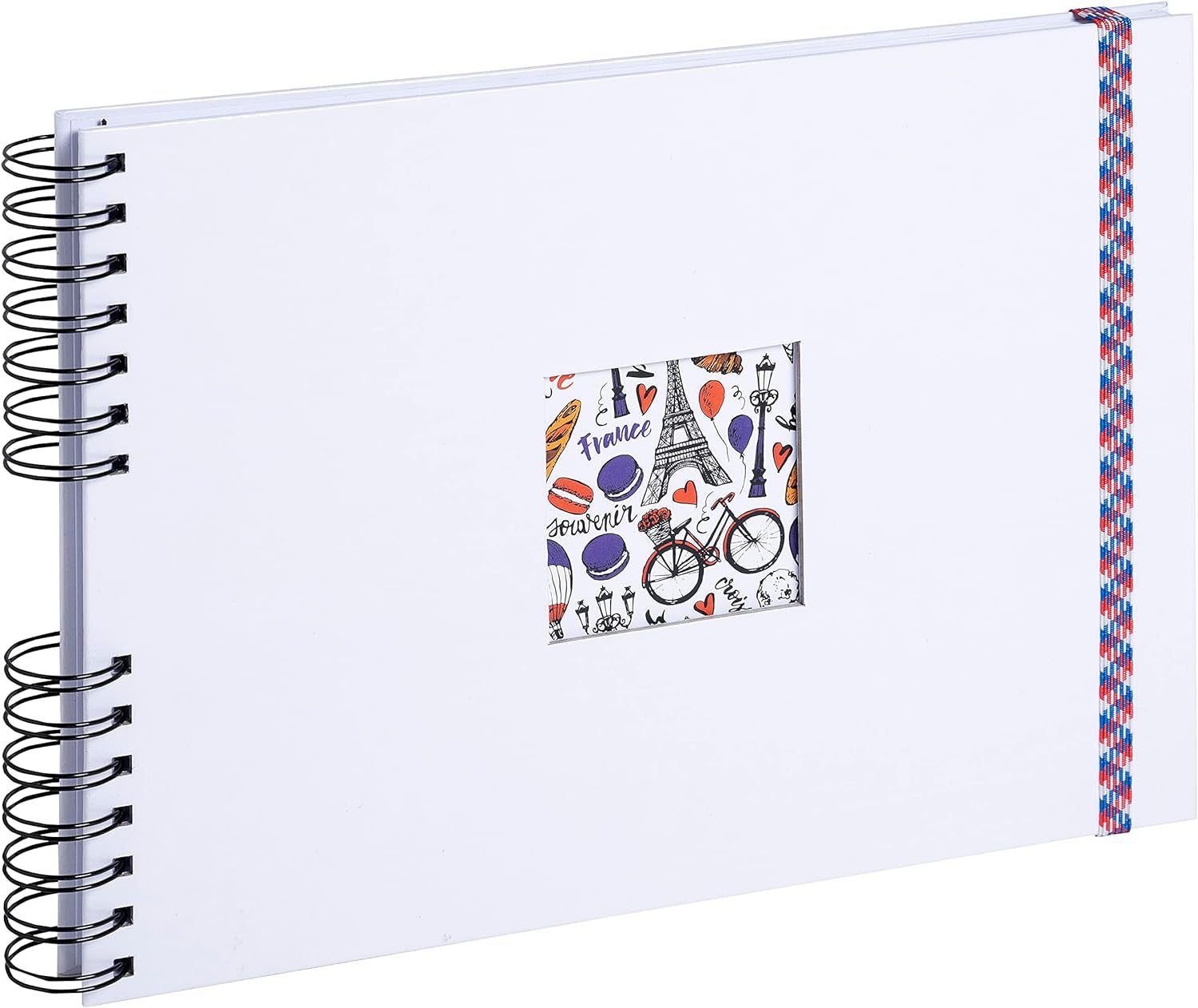 - Ref. 15132E - FRENCH'CLASS Spiral Photo Album - 150 Photos - 50 White Pages - Size 32 X 22 Cm - White Cover in Laminated Paper with Elastic Closure