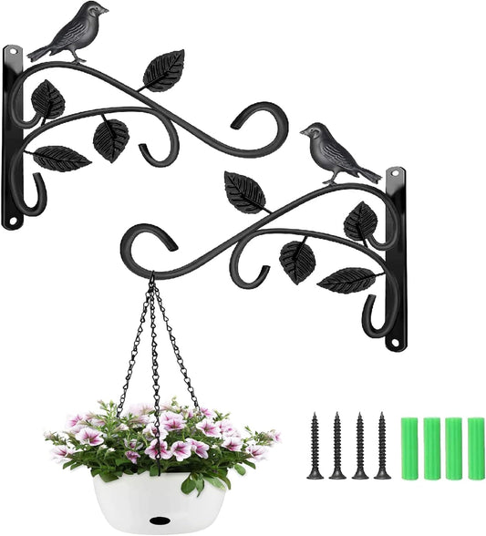 2 Packs Hanging Basket Brackets Wall Hanging Hooks 12 Inch Iron Plant Hanger Wall Hooks for Garden Plants/Lantern/Light/Bird Feeder