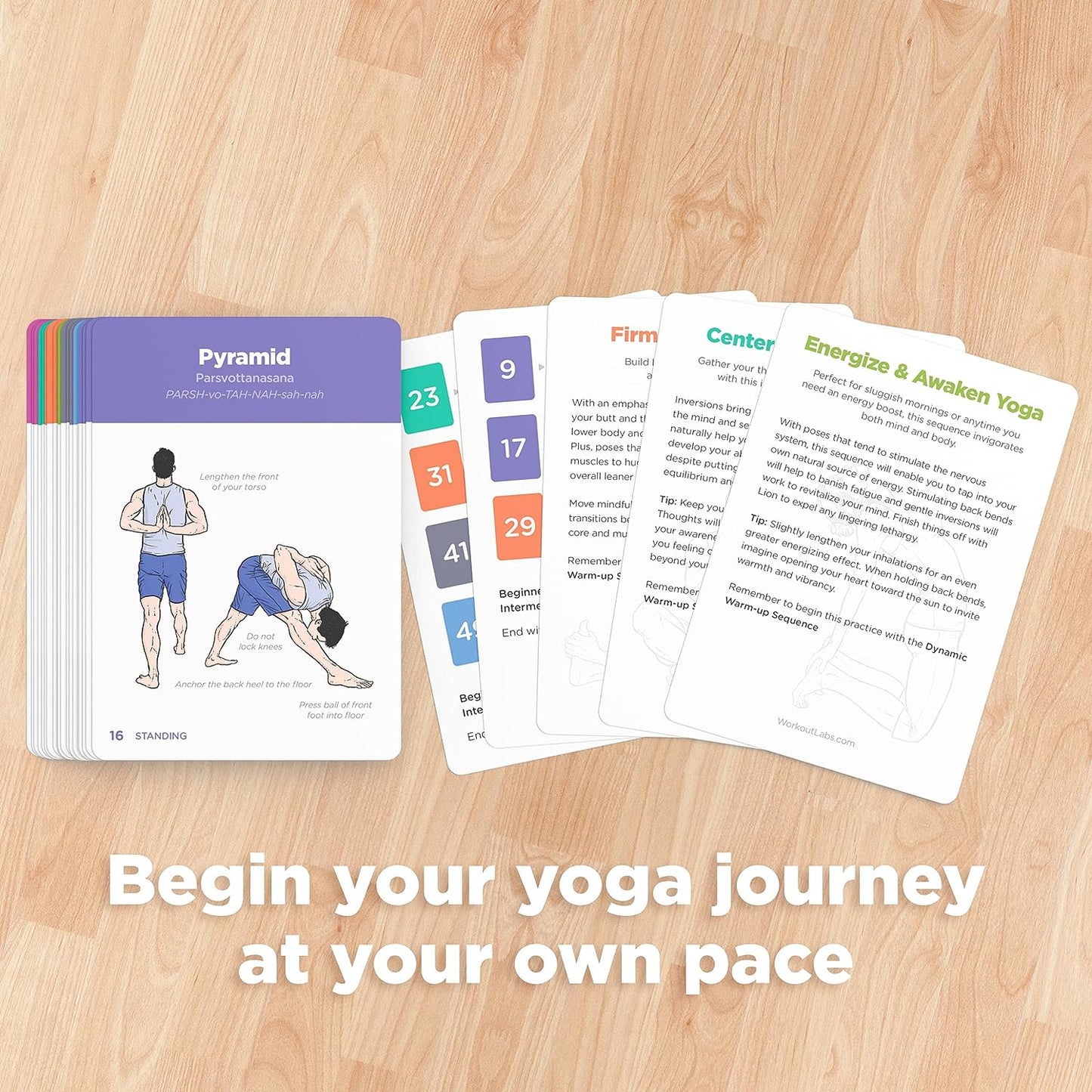 YOGA CARDS - Beginners: Professional Visual Study, Class Sequencing & Practice Guide with Essential Poses, Breathing Exercises & Meditation - Yoga Flash Cards/Yoga Deck with Sanskrit