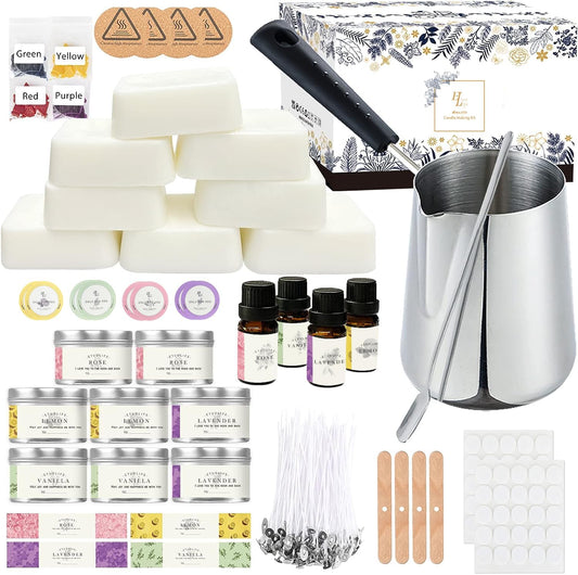 Candle Making Kits for Adults Beginners,Soy Wax for Candle Making,Candle Making Supplies Accessory,Make Your Own Candles,Melting Pot,Fragrance Oils,Candle Tins,Wicks,Dye Wax