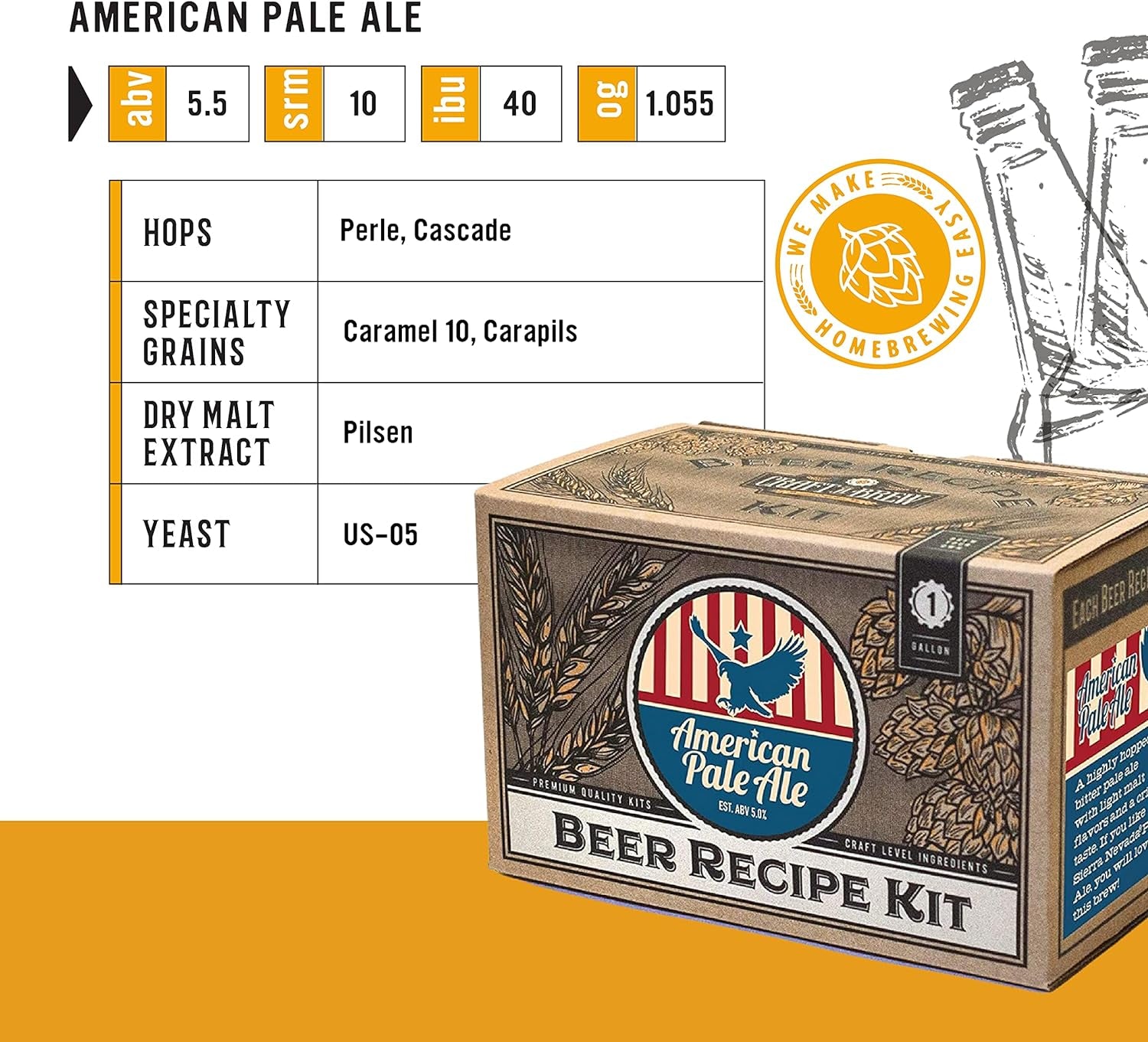 American Pale Ale Refill Recipe Kit; 1 Gallon; Ingredients for Home Brewing Beer