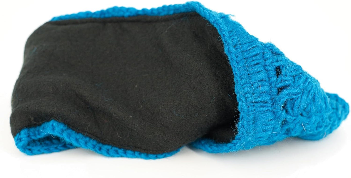 Women'S Knitted Headband, Winter Cosy Ear Warmer, Double Layered Wool Fleece Handmade Headband, Made in Nepal (Greenish Blue)