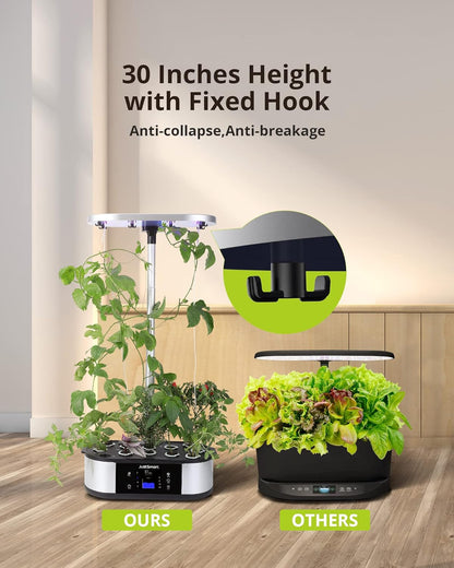 12 Pods Hydroponics Growing System Smart Indoor Garden Planter with 5L Water Tank, Herb Garden with 30W LED Grow Lights, 30 Inches Height Adjustable, Automatic Timer