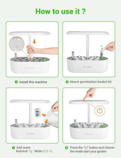 Hydroponics Growing System 12 Pods Hydro Indoor Herb Garden with LED Light, Plants Germination Kit with Auto Timer, Smart Indoor Gardening System Gardening Gifts for Women