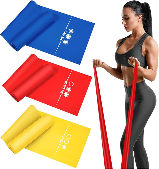 3 Pack Exercise Resistance Bands; Set with 3 Resistance Levels;1.8M Exercise Bands Resistance for Women and Men. Ideal for Strength Training, Yoga, Pilates