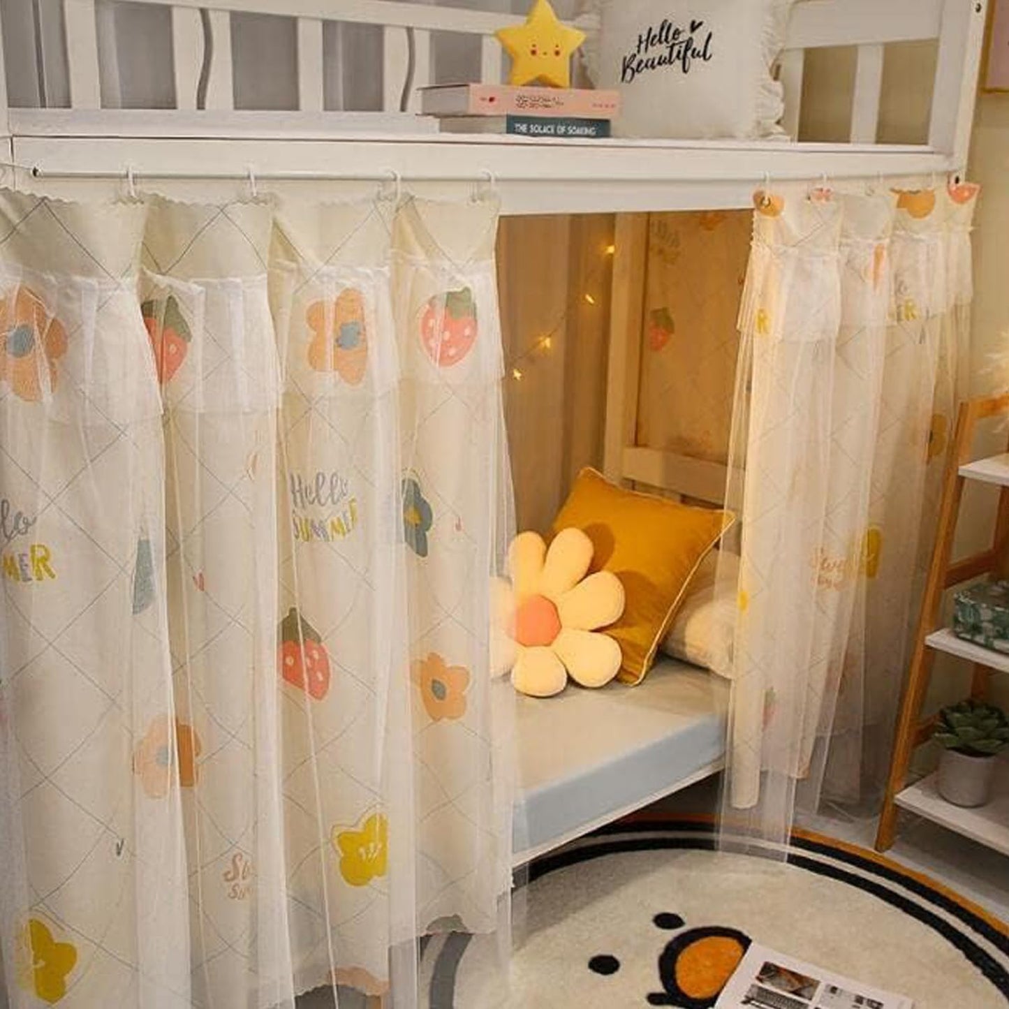 Cabin Bunk Bed Curtain Stylish Canopy Bed Tent Dustproof Blackout Curtains Mosquito Protection Nets Dormitory Shading Curtain Privacy Draperies Cloth for Single Bed