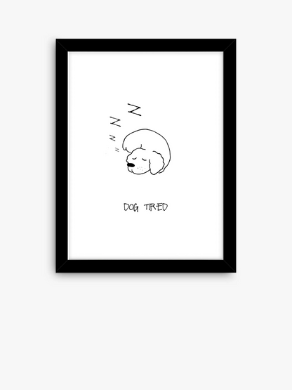 John Lewis Dog Tired' Framed Print, 43.5 x 33.5cm, Black/White