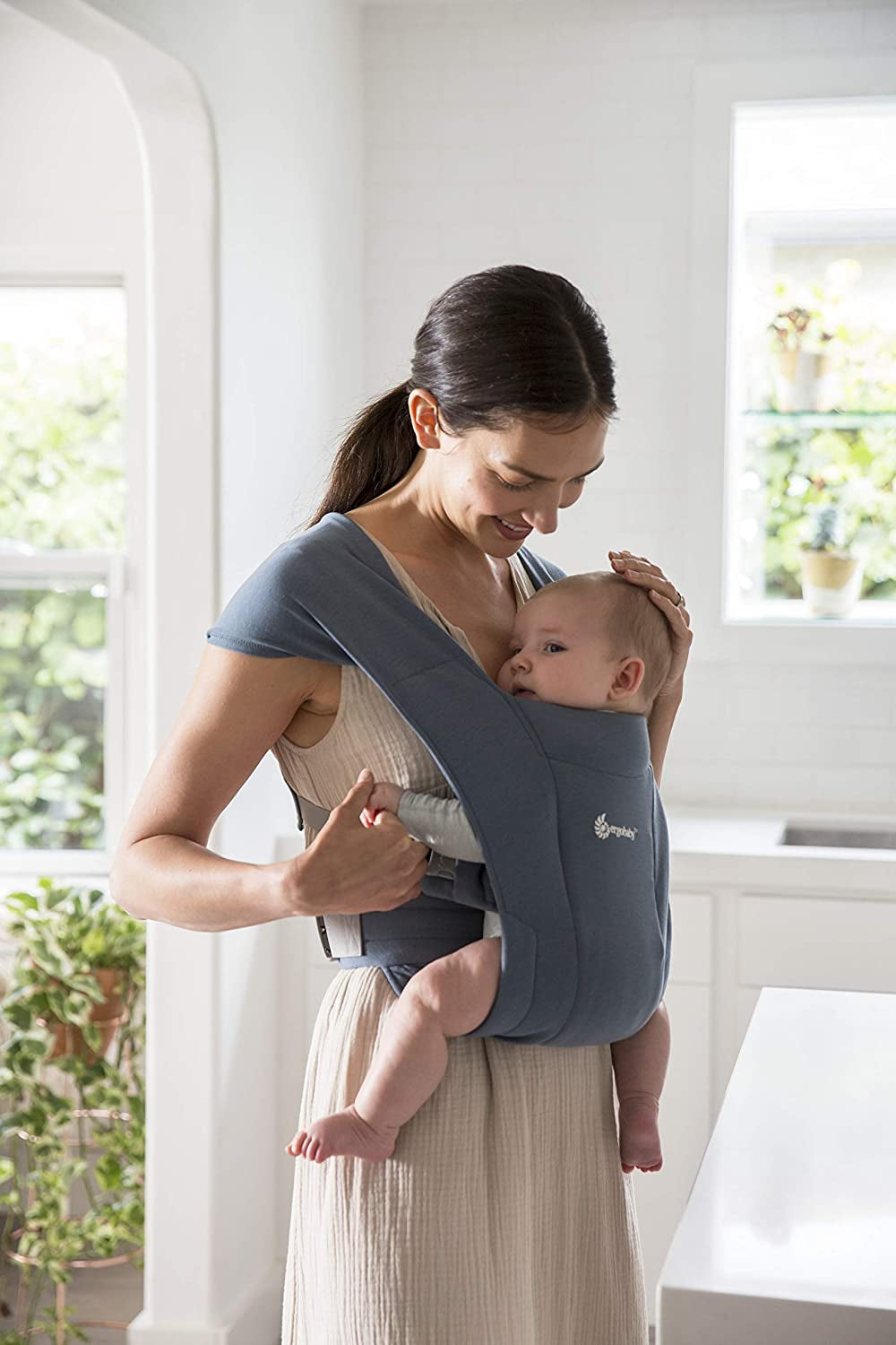 Embrace Baby Carrier for Newborns from Birth, Extra Soft & Ergonomic with Head Support, Oxford Blue