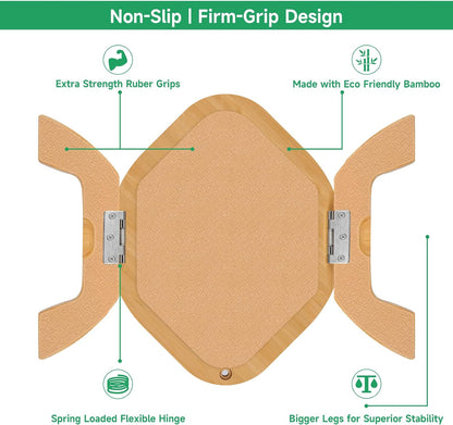 Bamboo Sofa Arm Tray Table with Rotating Mobile Holder, Stable Couch Armrest Tray, Clip-On Sofa Tray Table for Wide Couches, Foldable Couch Arm Clip Table for Eating and Drinking